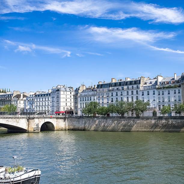 Paris, ile saint-louis and quai de Bethune, beautiful ancient buildings