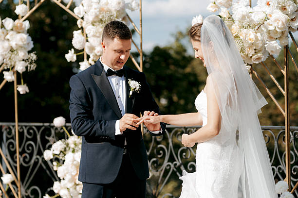 istock wedding ceremony of newlyweds on the restaurant 2218100882