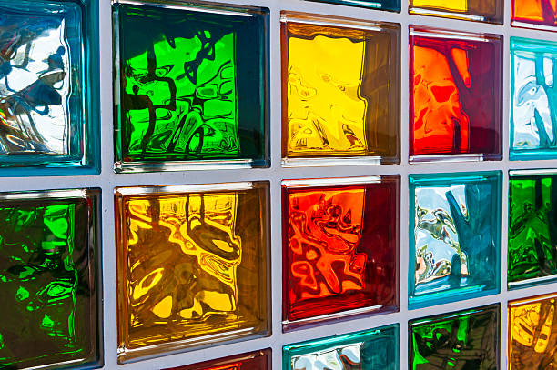 istock Colorful glass Madeira tiles reflecting light in an artistic display within a sunny environment 2218105652