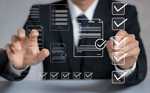 istock Performance checklist, businessman using checklist survey, filling out digital form checklist, take an assessment, questionnaire, evaluation, online survey, online exam.; 2218107379