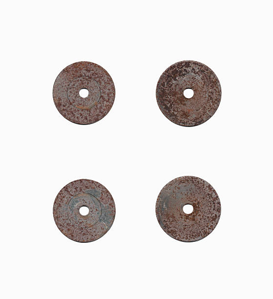 istock Rusty washers close-up, old, metal, spare parts, object, consumables 2218112706