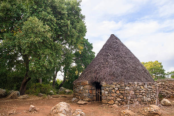 View of a roundhouse on Anglesey, North Wales, UK.  There are no people in the photograph
