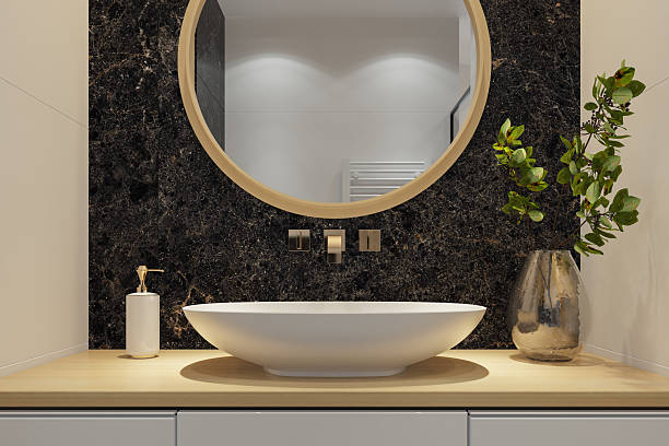 istock Modern Small Bathroom with Natural Pine and Luxurious Accents 2218115319