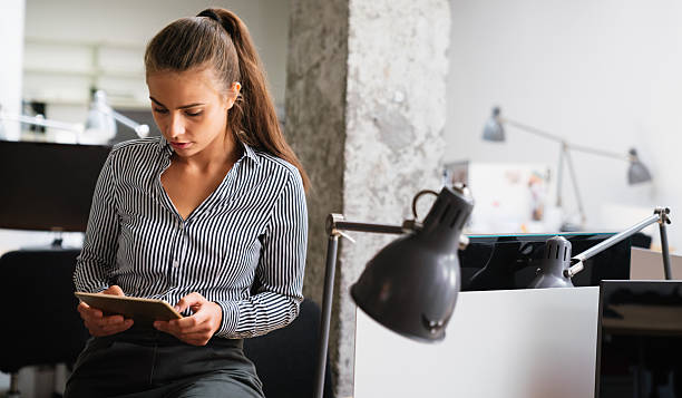istock Leadership, tablet and hipster startup programmer CEO or manager in the office. Technology planning. 2218123013