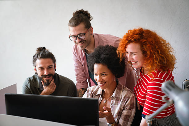 Developing programming and coding technologies. Programmer working in a software develop company Developing programming and coding technologies. Website design. Programmer working in a software develop company office. web design agency stock pictures, royalty-free photos & images