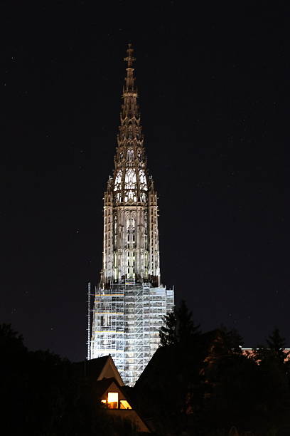 Ulms big landmark during the sound bridges light show. The highlight of the german music festival.