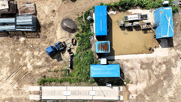 istock Aerial photographs of a construction site with containers 2218123918