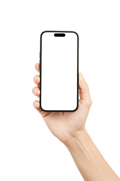 istock Hand Showing Smartphone with Blank Screen Isolated on White Background 2218131188