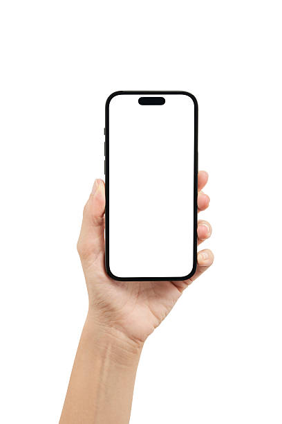 istock Hand Showing Smartphone with Blank Screen Isolated on White Background 2218131193