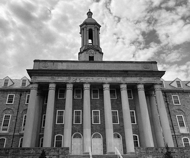 A symbol of Penn State’s legacy, this building now houses administrative offices, yet its bell tower and stately presence continue to embody the university’s enduring place in institutional memory. The black-and-white filter heightens the image’s historic and nostalgic tone, stripping away distractions and drawing attention to the architectural symmetry. 24mm, f1.8