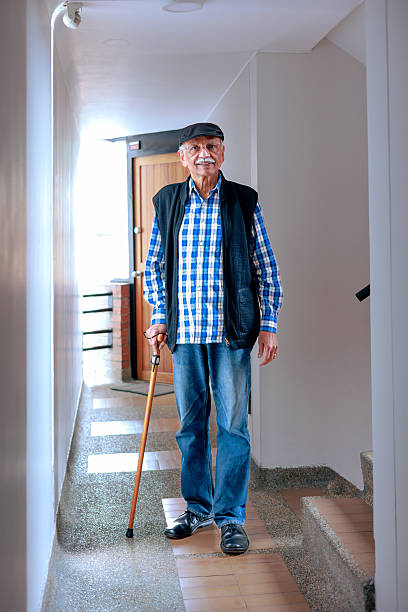 istock Senior Indian Man With Walking Cane 2218137253