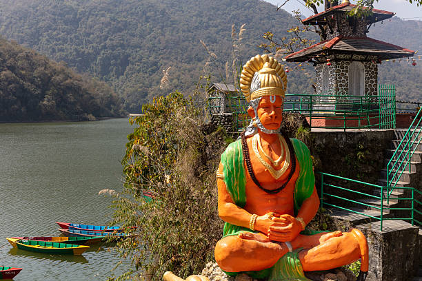 istock Hanuman Statue Near Lakeside Temple 2218137469