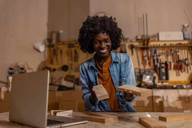 istock Enthusiastic exploration of wooden materials 2218145130