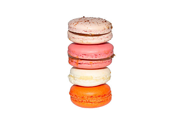 Colorful macaroni cakes isolated on a white background
