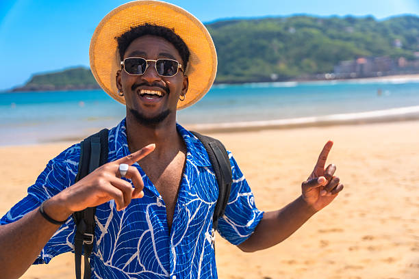 istock Tourist pointing at the beach during summer vacation 2218150653