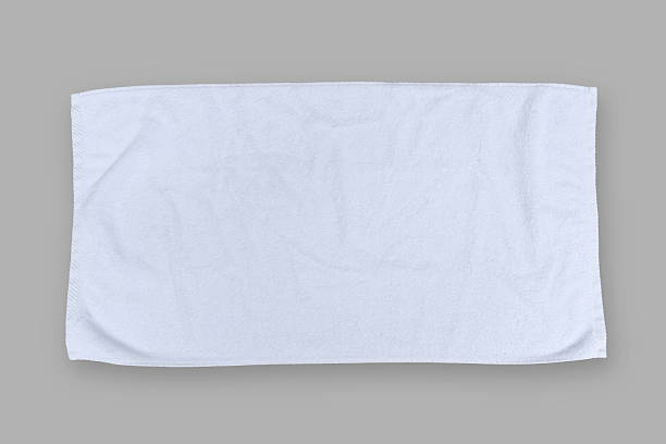 istock White towel mock up template cotton fabric wiper mockup isolated on grey background with clipping path, flat lay top view for hand towel and face cloths  template 2218157283
