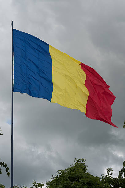 istock The Romanian flag blowing in the wind2025 2218164614
