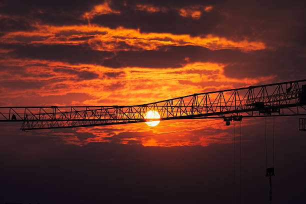 blue sky and Evening view with crane