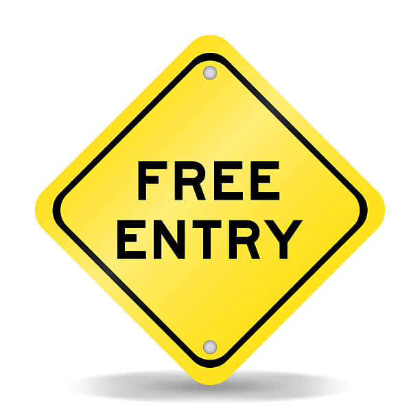 istock Yellow color transportation sign with word free entry on white background 2218170885