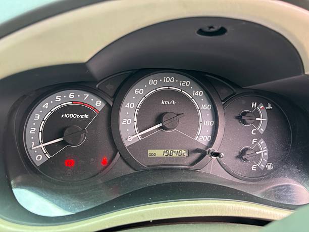 istock Car Dashboard Close-Up Showing Speedometer and Warning Lights 2218188608