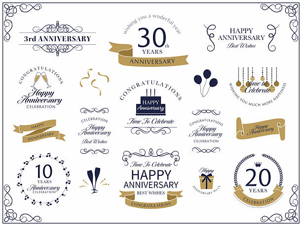 Classic anniversary design and anniversary celebration banner frame set