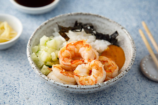 istock Sushi bowl with shrimps 2218196276