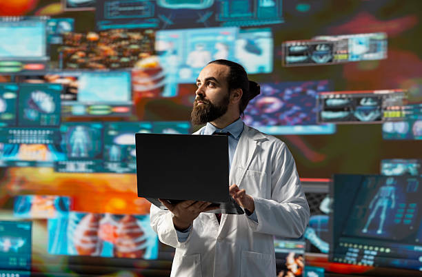 istock Young medic interacting with virtual health technology for telemedicine 2218199904