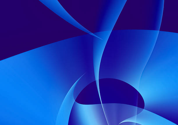 Abstract blue gradient background with smooth flowing curves and translucent layered shapes
