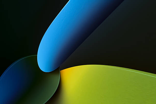 istock Abstract background with bold blue and green curved shapes against a dark backdrop, creating a modern composition 2218207470