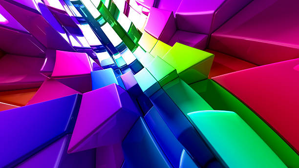 istock Vibrant background with colorful abstract geometric cubes and reflections, creating a dynamic and playful 3D pattern 2218207630