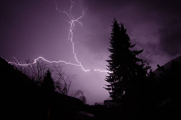 istock Lightning in a Purple Night Sky 2218214629