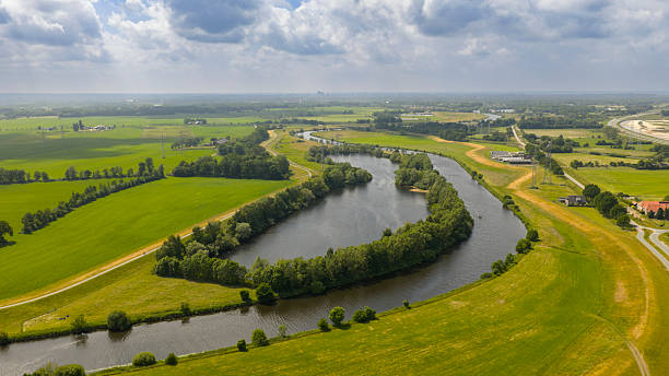 istock Vecht river landscape seen from above during springtime in Overijssel, Netherlands 2218218891