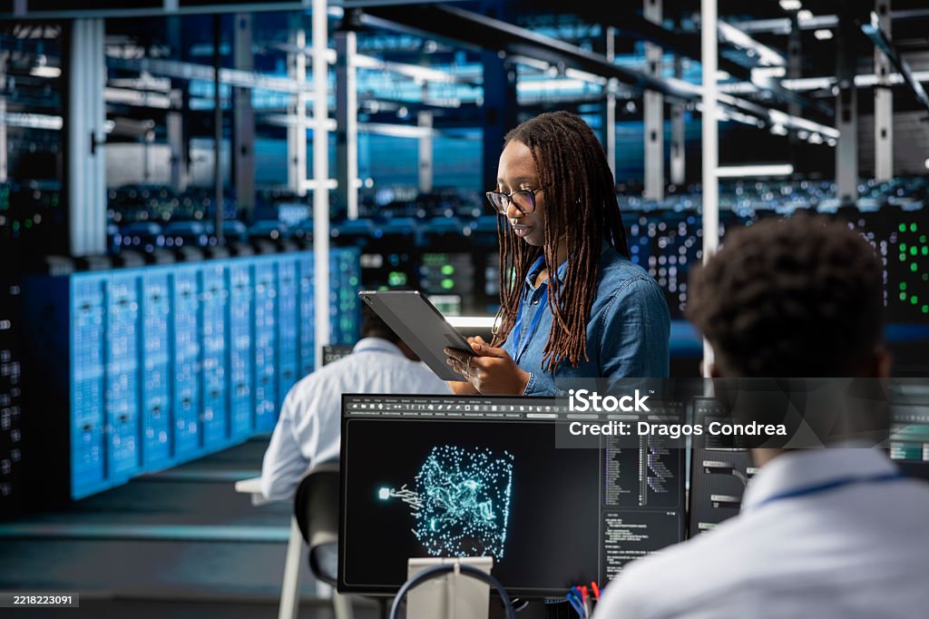 Algorithm Development Center Data Center Specialist Using Ai Deep Learning Algorithms On Tablet ...