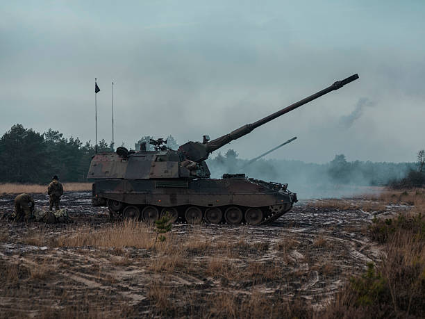 istock Panzerhaubitze 2000 with Infantry Support: Combined Arms Training Exercise 2218226901