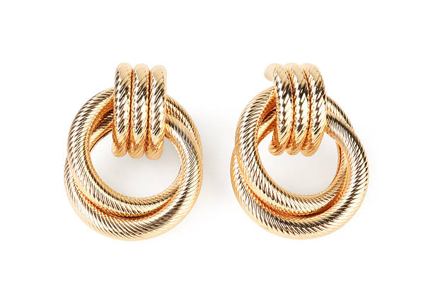 istock Beautiful bijouterie. Stylish earrings isolated on white 2218227874