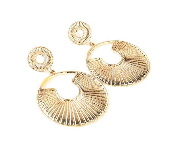 istock Beautiful bijouterie. Stylish earrings isolated on white 2218227878