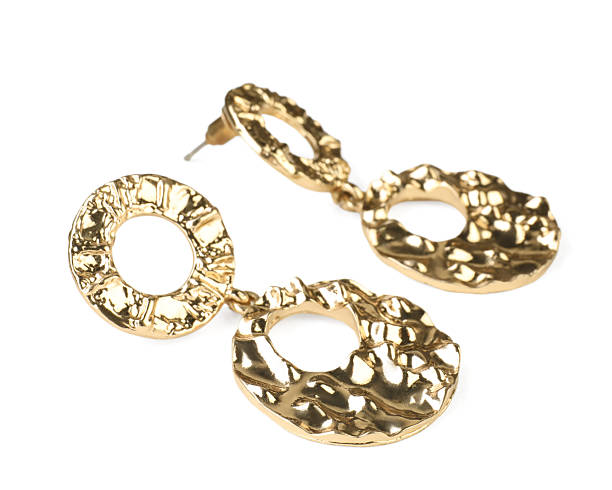 istock Beautiful bijouterie. Stylish earrings isolated on white 2218227884