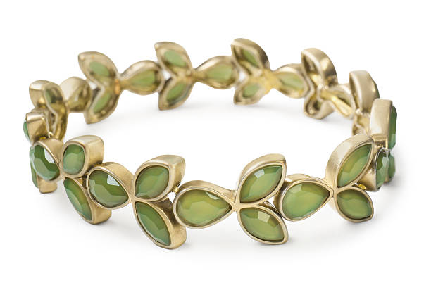 istock Beautiful bijouterie. Stylish bracelet isolated on white 2218227889