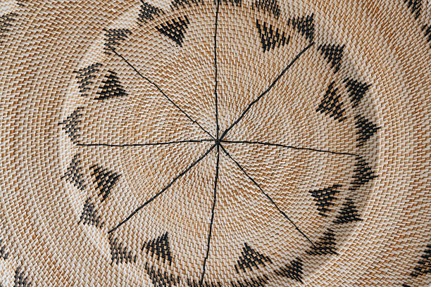 Traditional wickerwork, handmade wall hanging close up