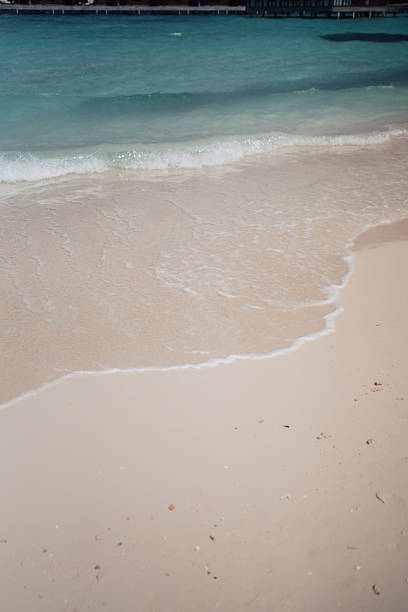 White sand beach overlooking the lagoon in The Maldives