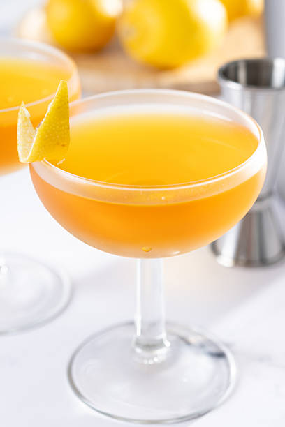 istock Paper plane cocktail on white marble 2218238911