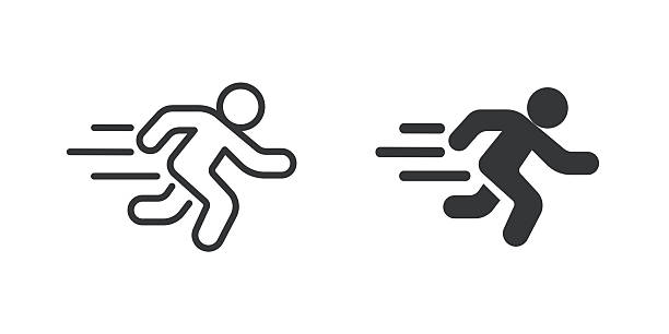 ilustrações de stock, clip art, desenhos animados e ícones de sprint thin line and glyph solid icon. editable stroke and perfect pixel isolated on transparent background - correr