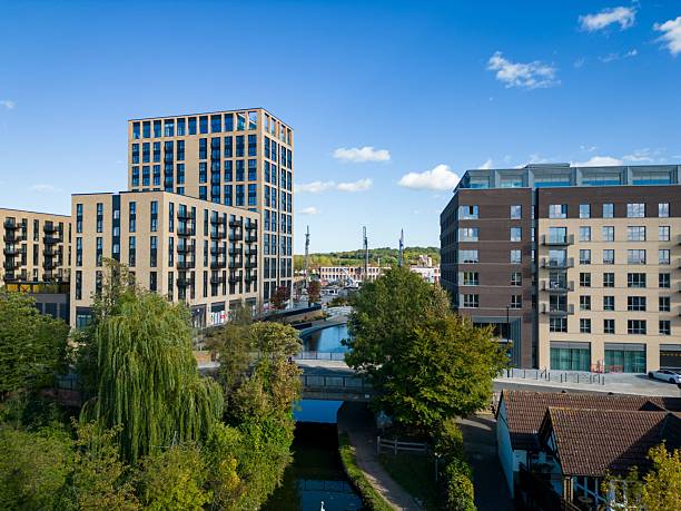 istock Modern urban architecture with a canal. 2218244397