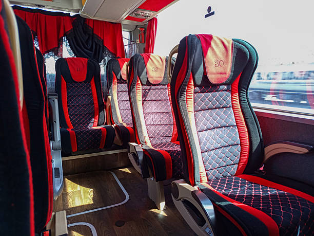 istock Comfortable bus interior with modern seating and bright natural light during daytime journey 2218256825