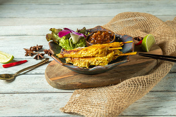 Delightful Skewers Served With Vibrant Toppings