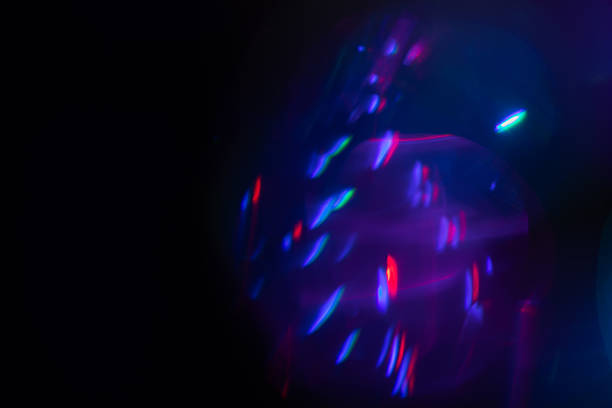 istock Blurred Light painting one exposure in camera. light glares with a spectral gradient on a dark background. 2218258095