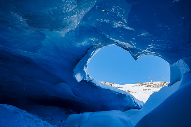 Part of the interior walls of the Blackcomb Glacier at the Whistler Blackcomb ski resort during winter.