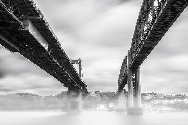 istock Tamar bridge over fog 2218261473