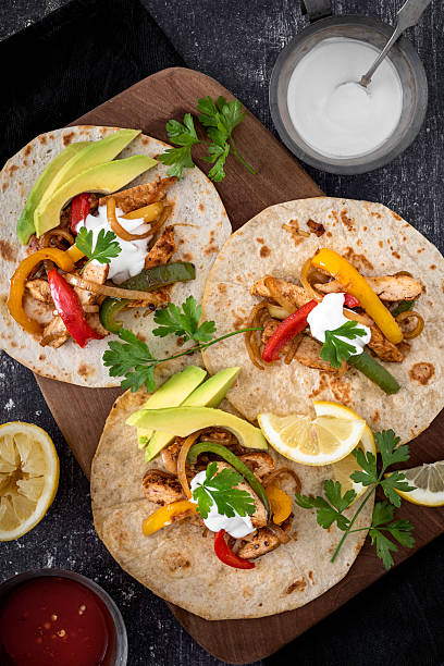 Chicken Fajitas on a rustic background