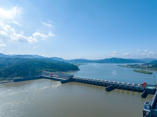 istock Cross-river hydroelectric power plant, water conservancy hub 2218267763